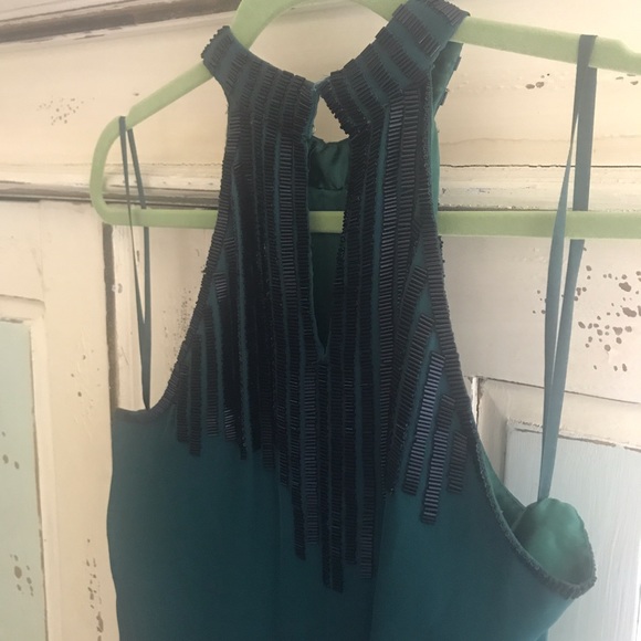 Parker green and black beaded halter mini dress - Picture 5 of 8